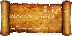 Rózsás Árpád névjegykártya
